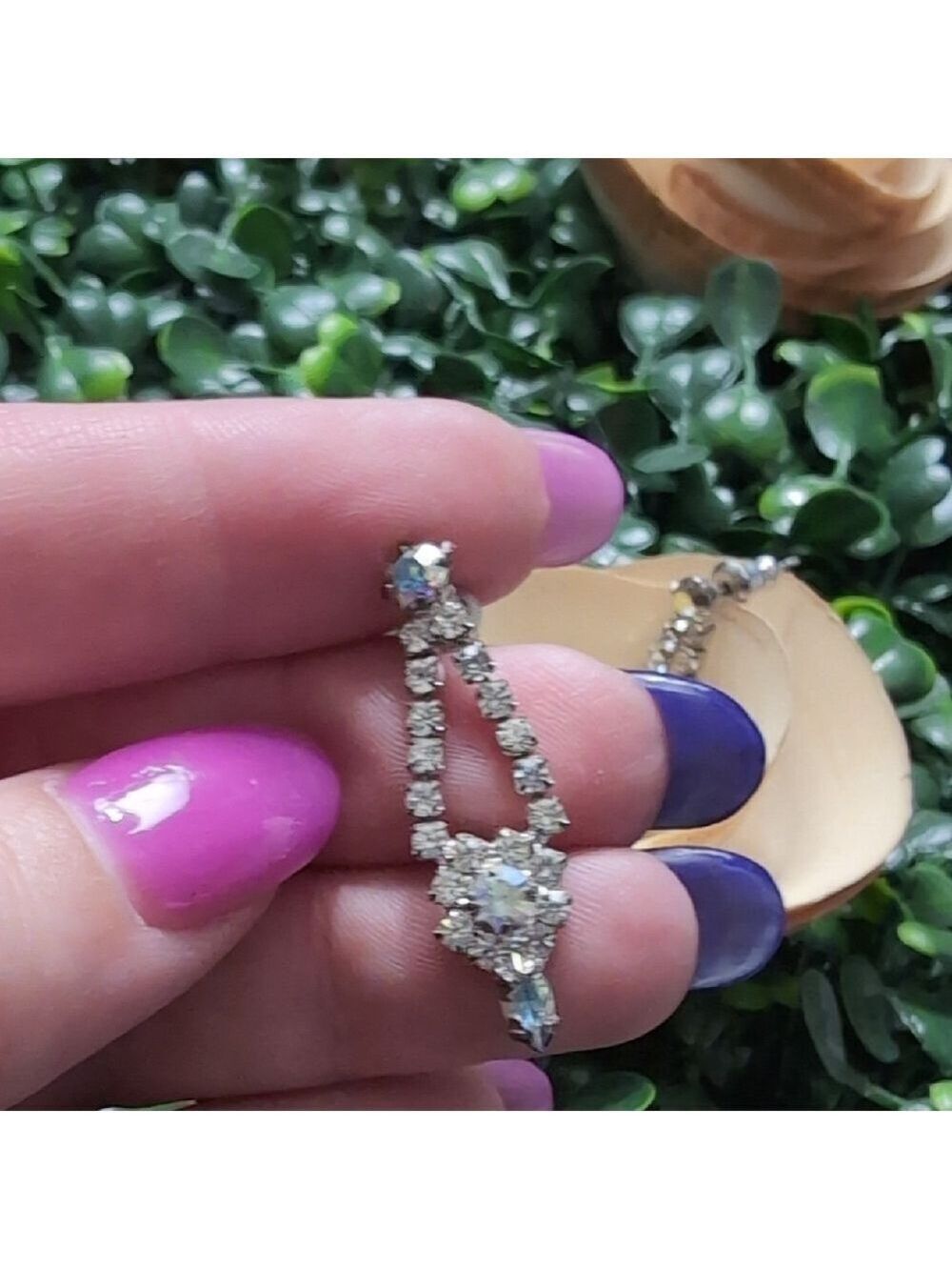 Elegant Silver and Drop Earrings with AB Crystals - Picture 5 of 9